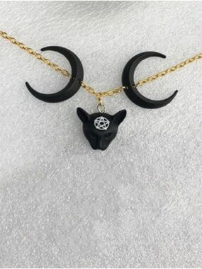 Isis Moon and Cat Necklace.